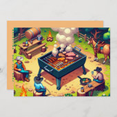 ウエスタンカウボーイズ料理グリリングカスタム 招待状 (正面/裏面)