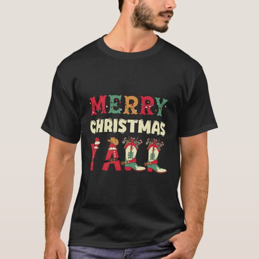ウエスタンカウボーイハウディメリークリスマスヤール女性のカーボーイ Tシャツ (正面)