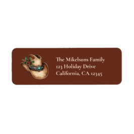 ウエスタンカウボーイハットのクリスマス ラベル