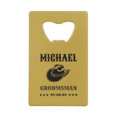 ウエスタンカウボーイハットクラシックパーソナライズされたグロームスマン クレジットカード栓抜き (裏面)