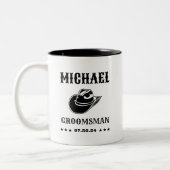 ウエスタンカウボーイハットクラシックパーソナライズされたグロームスマン ツートーンマグカップ (左)