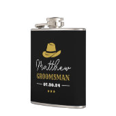 ウエスタンカウボーイハットクラシックパーソナライズされたグロームスマン フラスク (左)
