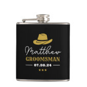 ウエスタンカウボーイハットクラシックパーソナライズされたグロームスマン フラスク (正面)