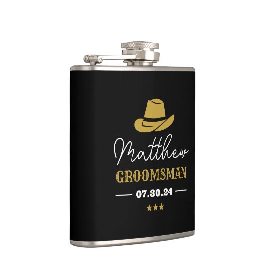 ウエスタンカウボーイハットクラシックパーソナライズされたグロームスマン フラスク (右)