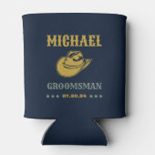 ウエスタンカウボーイハットクラシックパーソナライズされたグロームスマン 缶クーラー (裏面)