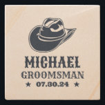 ウエスタンカウボーイハットパーソナライズされた花婿介添人Groomsmen ストーンコースター<br><div class="desc">西パーソナライズされたカウボーイテーマとのgroomsmenと花婿介添人のための贈り物。西飾フォントのカウボーイハット文字と背景色は、デザインツールを使用して大事な行事に合わせて編集可能。のカスタマイズ贈り物、結婚バチュラーパーティ、婚約パーティ、またはその他の特別な機会のためのこのギフト。</div>