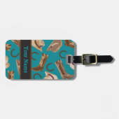 ウエスタンカウボーイハットブーツターコイズブルーティール（緑がかった色）名 ラゲッジタグ (正面横)