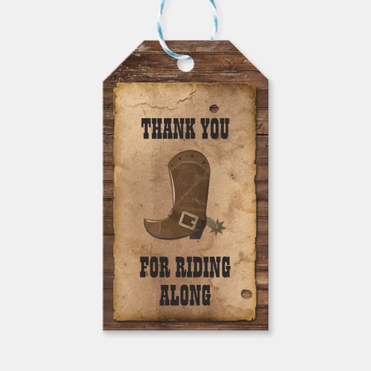 ウエスタンカウボーイバースデーパーティーメッセージカード ギフトタグ (正面)