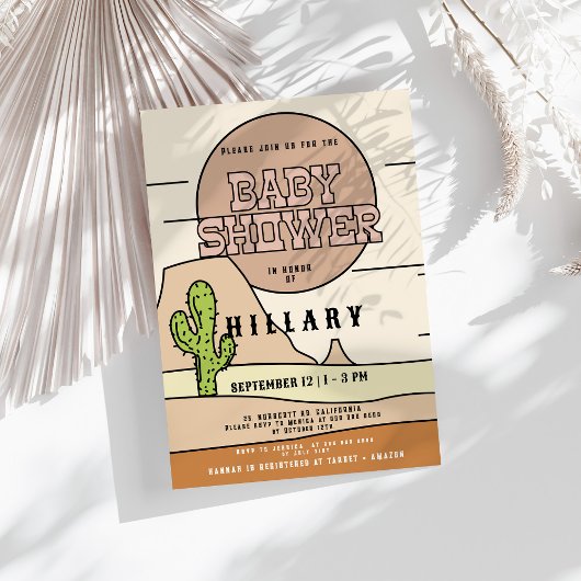 ウエスタンカウボーイパステル男女兼用ベビーシャワー 招待状