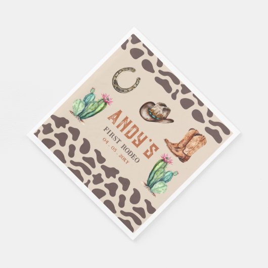 ウエスタンカウボーイファーストロデオボーイズ誕生日 スタンダードランチョンナプキン (角)