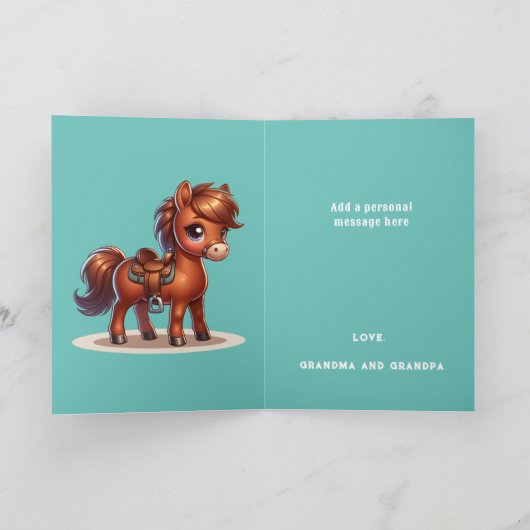 ウエスタンカウボーイファーストロデオ誕生日カスタム カード (内部)