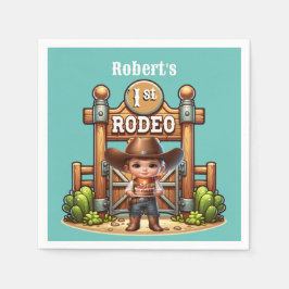 ウエスタンカウボーイファーストロデオ誕生日カスタム スタンダードカクテルナプキン