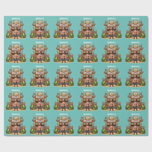 ウエスタンカウボーイファーストロデオ誕生日カスタム ラッピングペーパー (フラット)