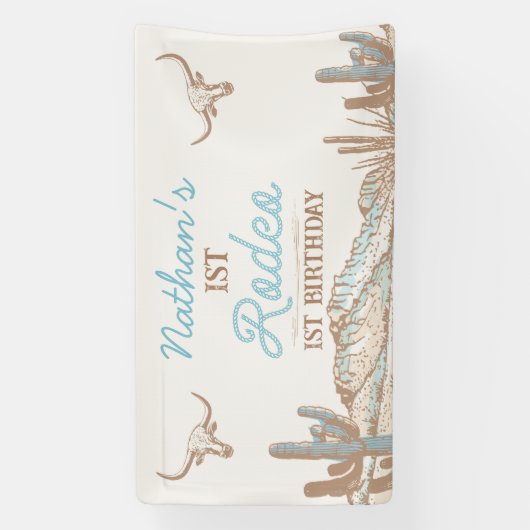 ウエスタンカウボーイファーストロデオ誕生日バナー 横断幕 (縦)