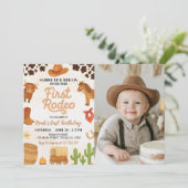 ウエスタンカウボーイファーストロデオ誕生日フォト招待状 サンキューカード (スタンド正面)