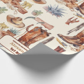 ウエスタンカウボーイファーストロデオ誕生日 ラッピングペーパー (角)