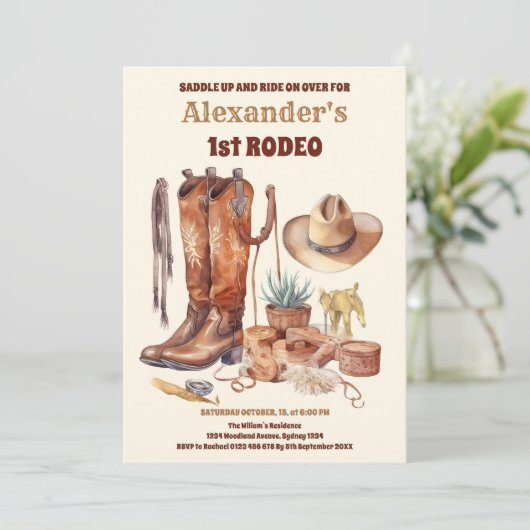 ウエスタンカウボーイファーストロデオ誕生日 招待状 (スタンド正面)