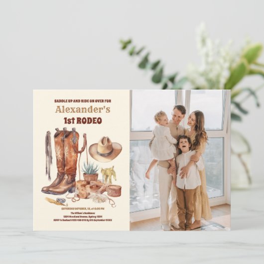 ウエスタンカウボーイファーストロデオ誕生日 招待状 (スタンド正面)