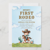ウエスタンカウボーイファーストロデオ1歳の誕生日招待状 招待状 (正面)