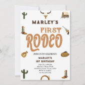 ウエスタンカウボーイファースト誕生日ロデオワイルド男の赤ちゃん 招待状 (正面)