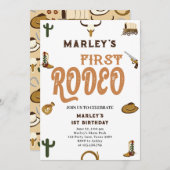 ウエスタンカウボーイファースト誕生日ロデオワイルド男の赤ちゃん 招待状 (正面/裏面)