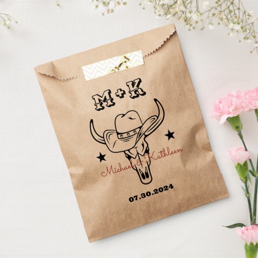 ウエスタンカウボーイブルスカルボヘミアンカントリーウェディング フェイバーバッグ (封をした状態)