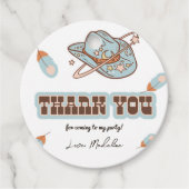 ウエスタンカウボーイブルー誕生日サークルありがとうラベル フェイバータグ (正面)