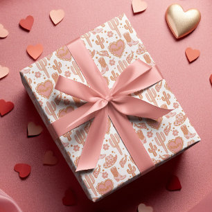 ウエスタンカウボーイブーツハウディ女性のカーボーイピンクバレンタイン ラッピングペーパー