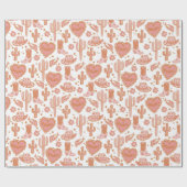 ウエスタンカウボーイブーツハウディ女性のカーボーイピンクバレンタイン ラッピングペーパー (フラット)