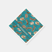 ウエスタンカウボーイブーツハットターコイズ名カスタム スタンダードカクテルナプキン (角)