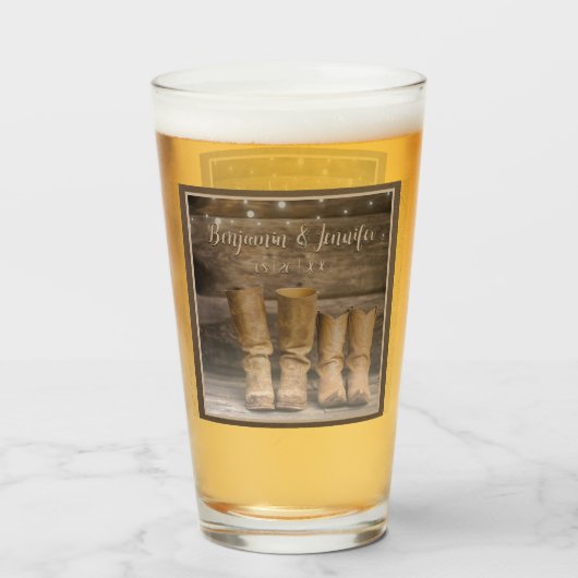 ウエスタンカウボーイブーツバ素朴ーンモノグラム タンブラーグラス (ドリンク正面)