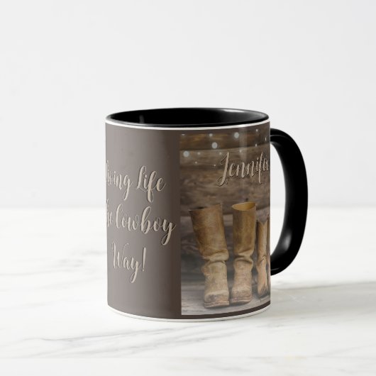ウエスタンカウボーイブーツバ素朴ーンモノグラム マグカップ (正面右)