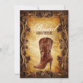 ウエスタンカウボーイブーツヴィンテージブライダルシャワー 招待状 (正面)