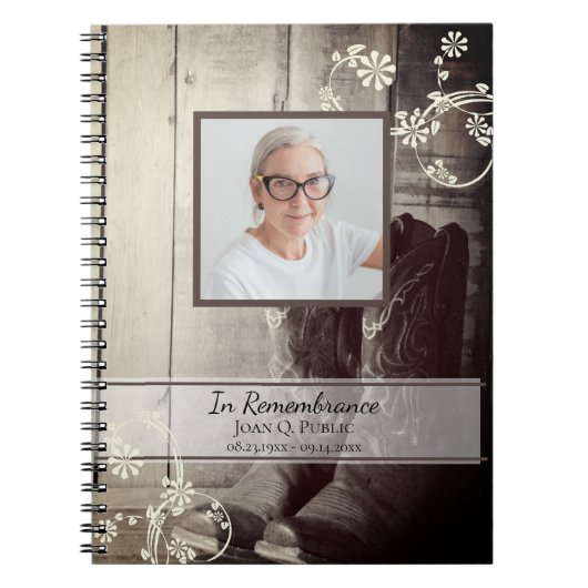 ウエスタンカウボーイブーツ葬儀記念ゲストブック ノートブック (正面)