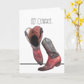 ウエスタンカウボーイブーツ誕生日 カード (黄色い花)