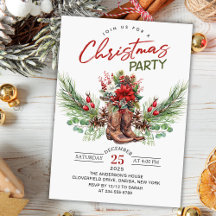 ウエスタンカウボーイブーツ クリスマスパーティー招待状