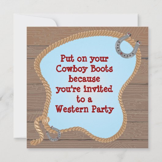 ウエスタンカウボーイラッソパーティの招待状 招待状 (裏面)