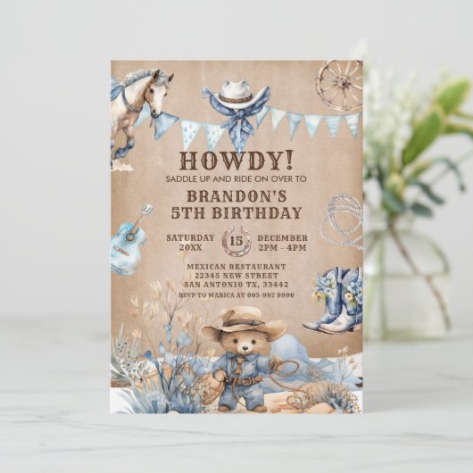 ウエスタンカウボーイロデオ子供の誕生日招待状 招待状 (スタンド正面)