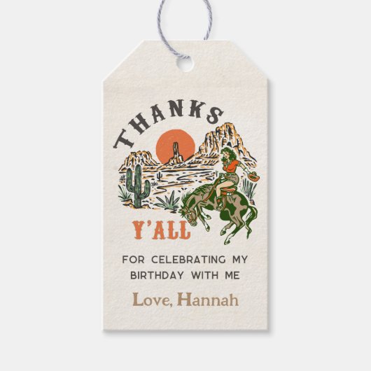 ウエスタンカウボーイロデオ誕生日ギフトラベル ギフトタグ (正面)