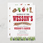 ウエスタンカウボーイロデオ誕生日招待状 招待状 (正面/裏面)