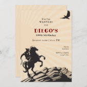 ウエスタンカウボーイヴァケロワイルドウェスト大人誕生日 招待状 (正面/裏面)
