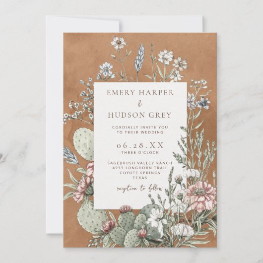 ウエスタンカウボーイヴィンテージサウスウェストフローラズ 招待状 (正面)