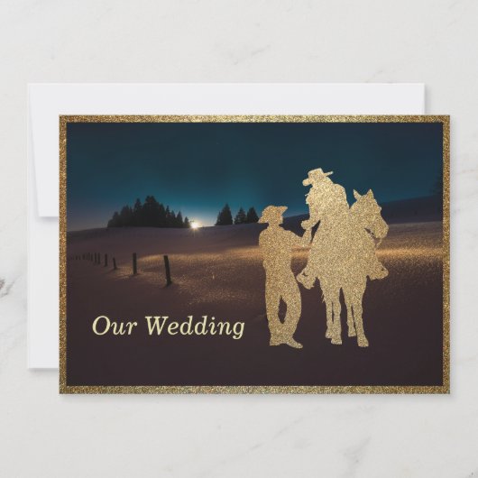 ウエスタンカウボーイ女性のカーボーイウェディングアクト婚約 招待状 (正面)