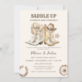 ウエスタンカウボーイ女性のカーボーイジョイント誕生日 招待状 (正面)