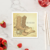 ウエスタンカウボーイ女性のカーボーイブーツハッ結婚ト スタンダードカクテルナプキン (インサイチュ)