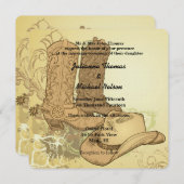 ウエスタンカウボーイ女性のカーボーイブーツハッ結婚ト 招待状 (正面/裏面)