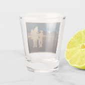 ウエスタンカウボーイ女性のカーボーイホースムーンライト ショットグラス (裏面)