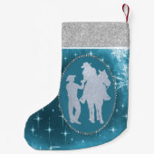 ウエスタンカウボーイ女性のカーボーイホースロマンチック スモールクリスマスストッキング (裏面)