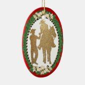 ウエスタンカウボーイ女性のカーボーイホース セラミックオーナメント (右)