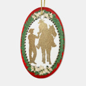 ウエスタンカウボーイ女性のカーボーイホース セラミックオーナメント (左)